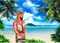 Summer Theme Photo Ocean Blue Sky Seaside Tropical Palm Trees Luau Birthday Party Decor Banner 82x60in
